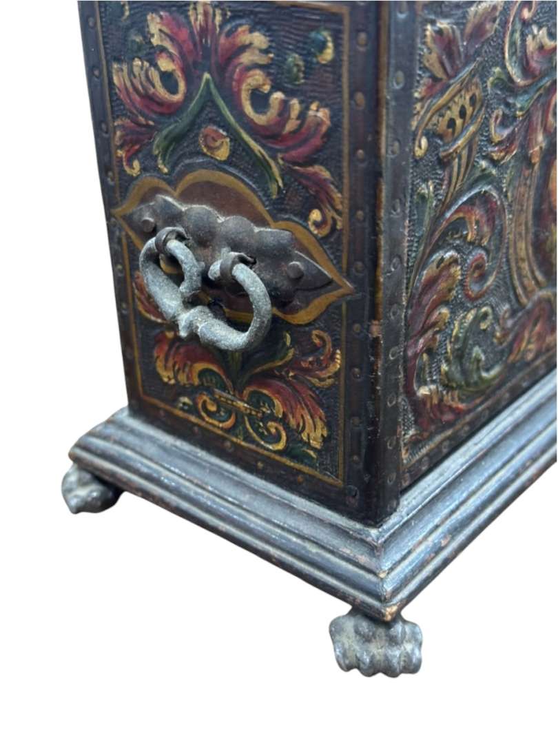 ANTIGUO CIGARRERO DE MESA EN MADERA Y CUERO TRABAJADO - Imagen 8