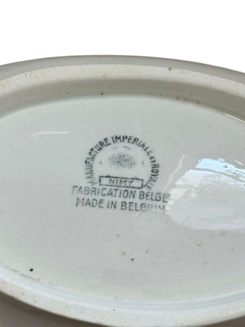 Fuente Roval ovalada de porcelana Belga Nimy Manufacture Imperiale Et Royale - Imagen 4