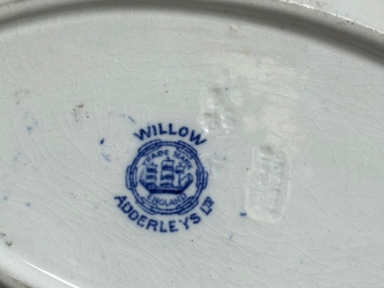 Par de platos ovalados Ingleses Old Willow Adderleys Ltd - Imagen 7