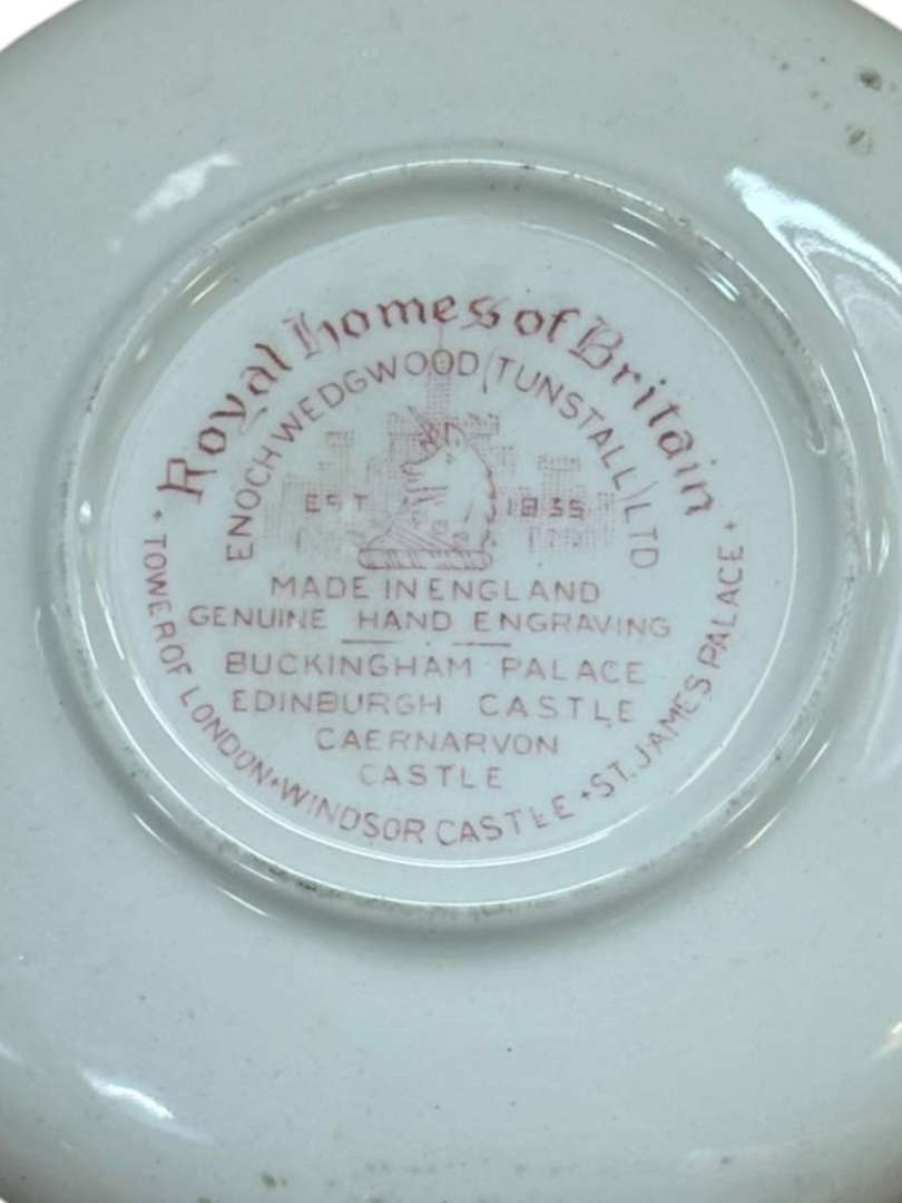 Par de platitos Ingleses en loza vintage Enoch Wedgwood Ltd Royal Homes Of Britain - Imagen 8