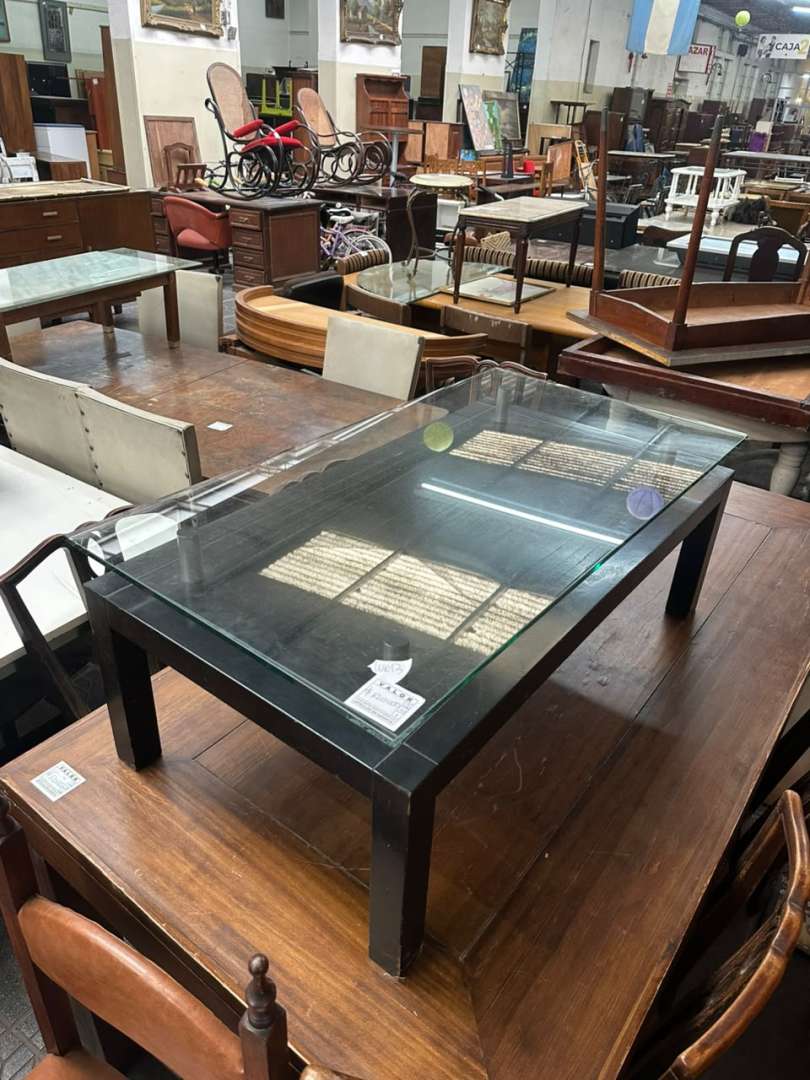 Mesa ratona moderna en madera negra y vidrio templado - Imagen 2