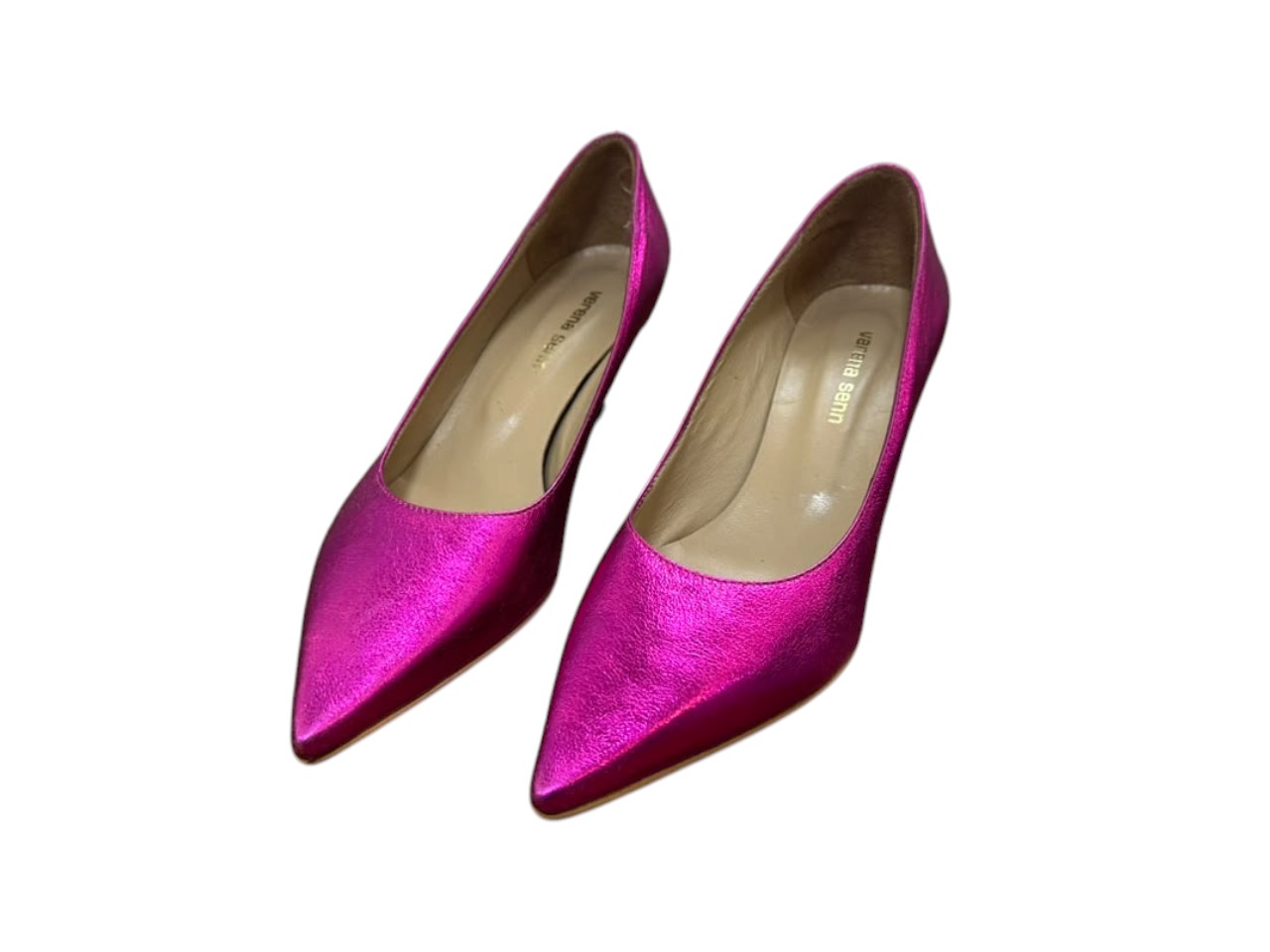 Zapatos stiletto metalizados “Verena Senn” en tono fucsia - Imagen 3