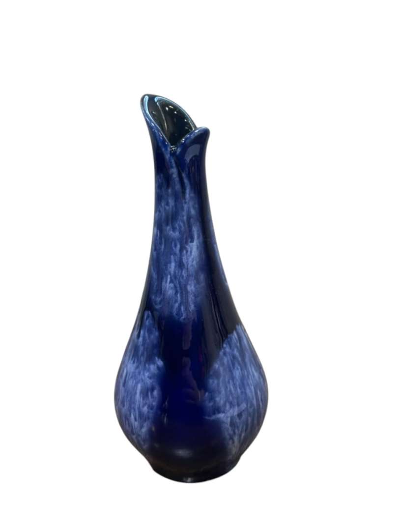 Florero pequeño de cerámica esmaltada en azul cobalto chorreado - Imagen 3