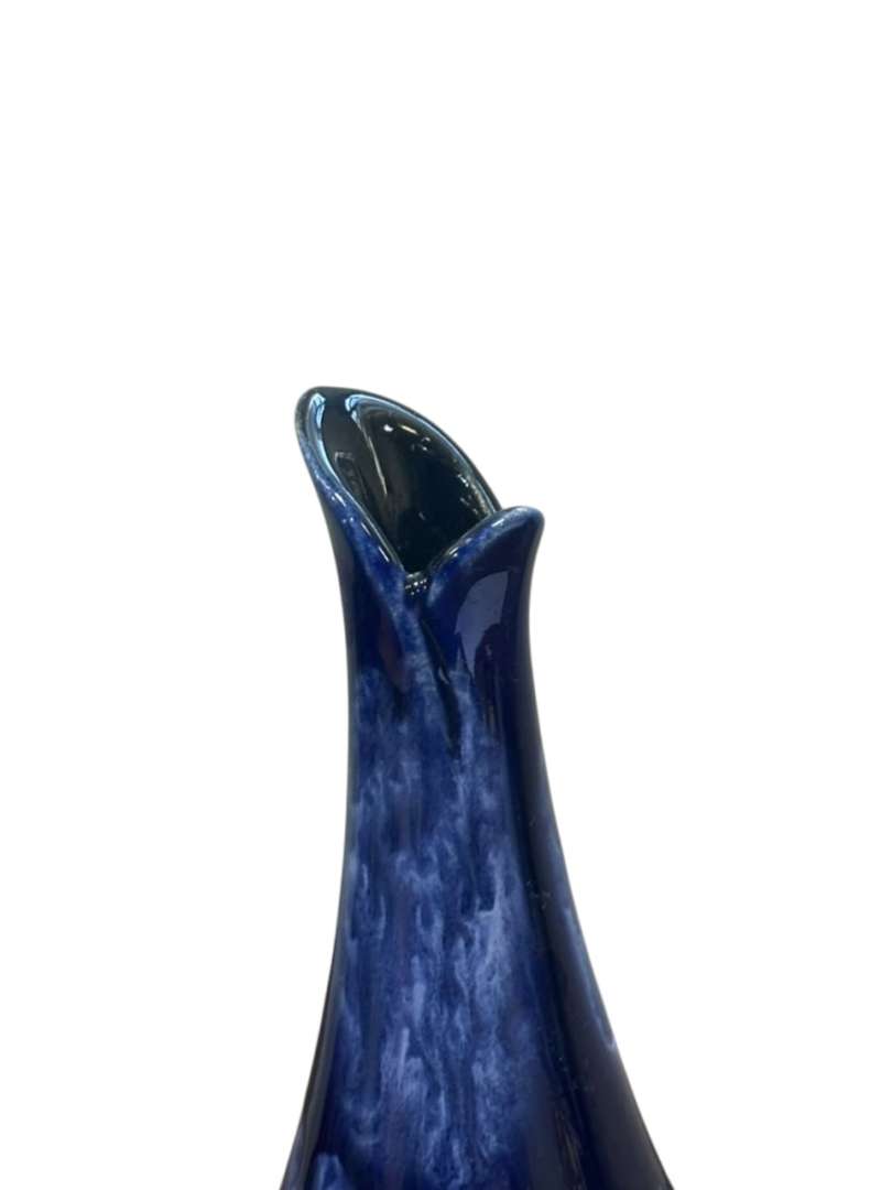 Florero pequeño de cerámica esmaltada en azul cobalto chorreado - Imagen 4