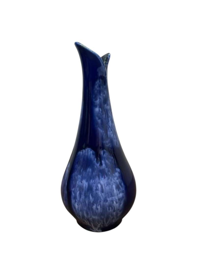 Florero pequeño de cerámica esmaltada en azul cobalto chorreado - Imagen 5