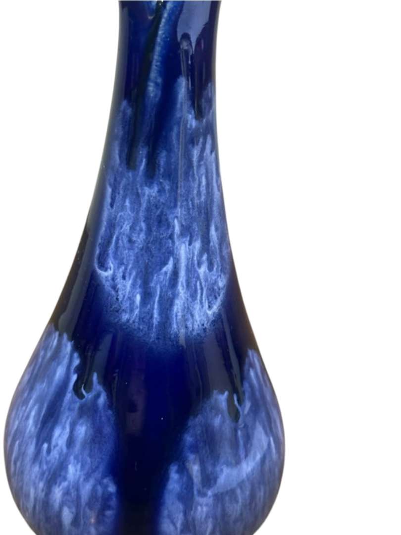 Florero pequeño de cerámica esmaltada en azul cobalto chorreado - Imagen 7