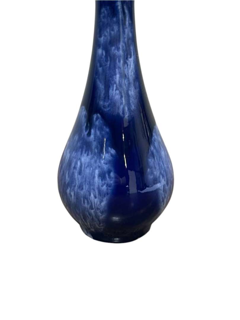 Florero pequeño de cerámica esmaltada en azul cobalto chorreado - Imagen 9