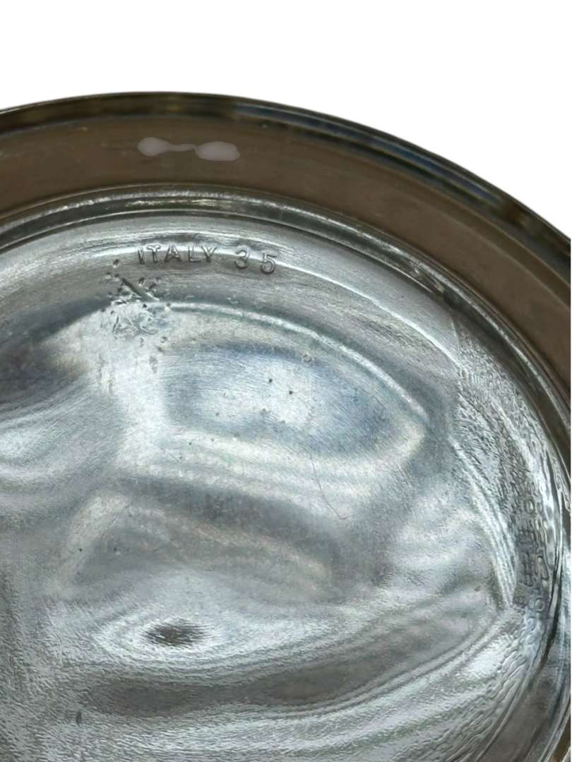 Bowl / cuenco profundo de vidrio Bormioli Rocco con borde de metal trenzado ITALY - Imagen 7
