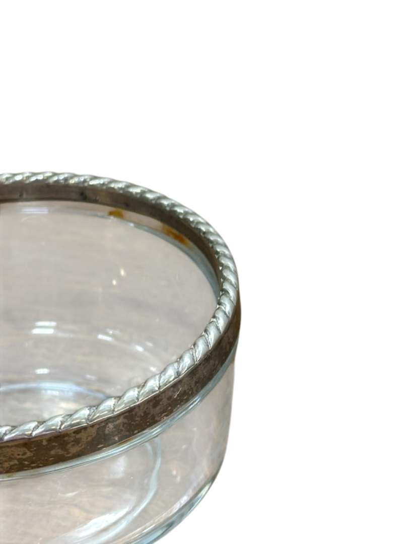 Bowl / cuenco profundo de vidrio Bormioli Rocco con borde de metal trenzado ITALY - Imagen 8